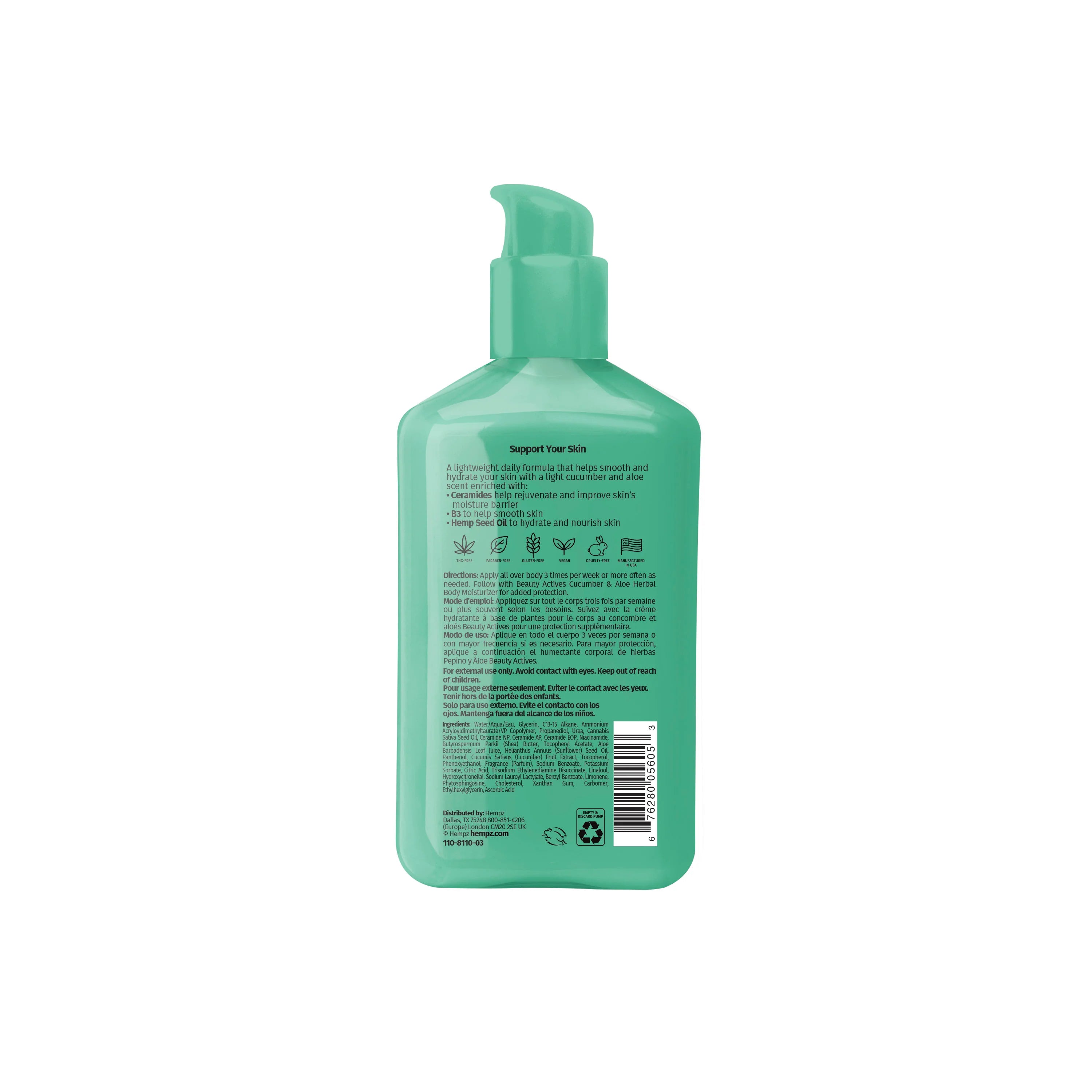 Hempz - Beauty Actives Cucumber & Aloe Herbal Body Serum with Ceramides & B3