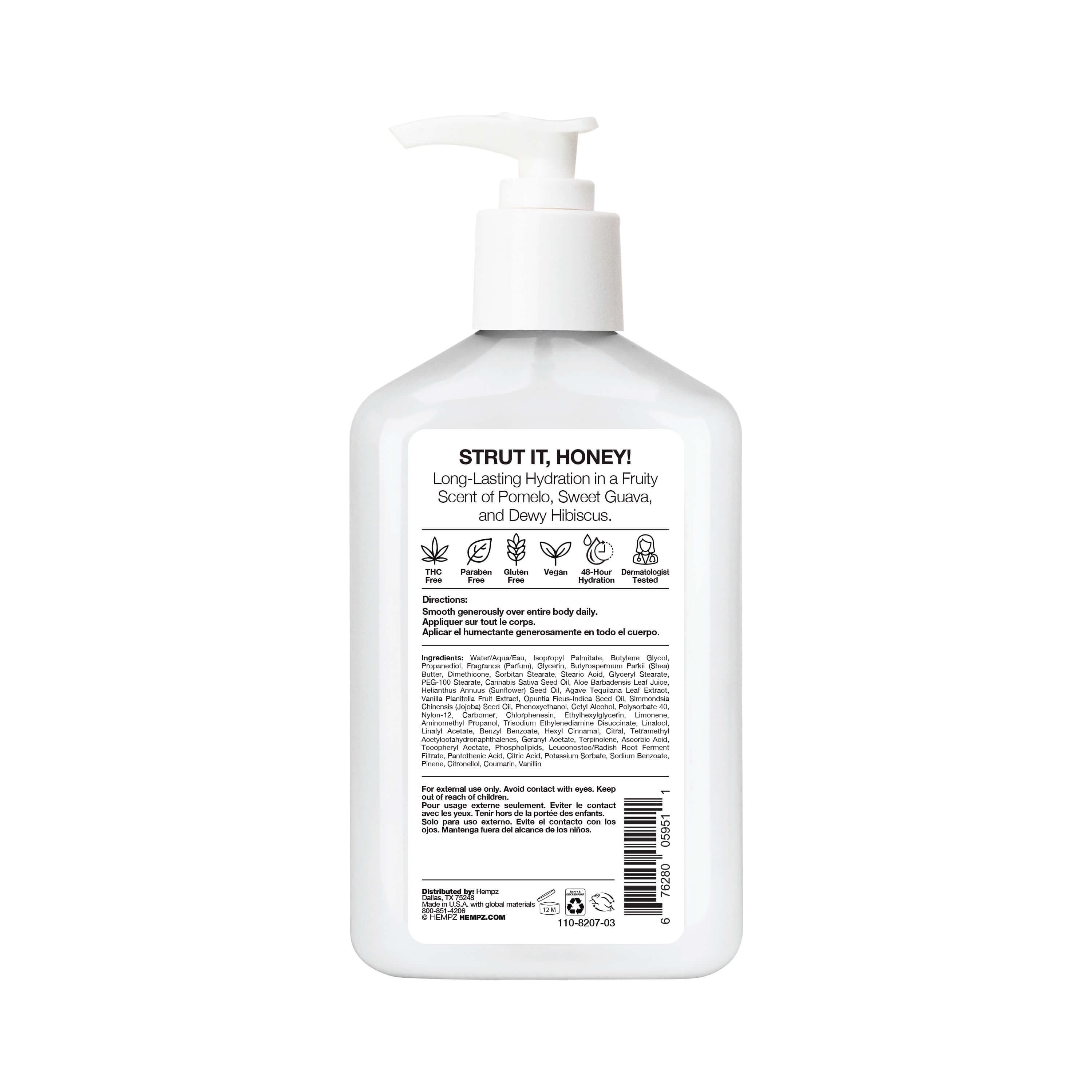 Hempz Flamingo Spritz Body Moisturizing Lotion, Back