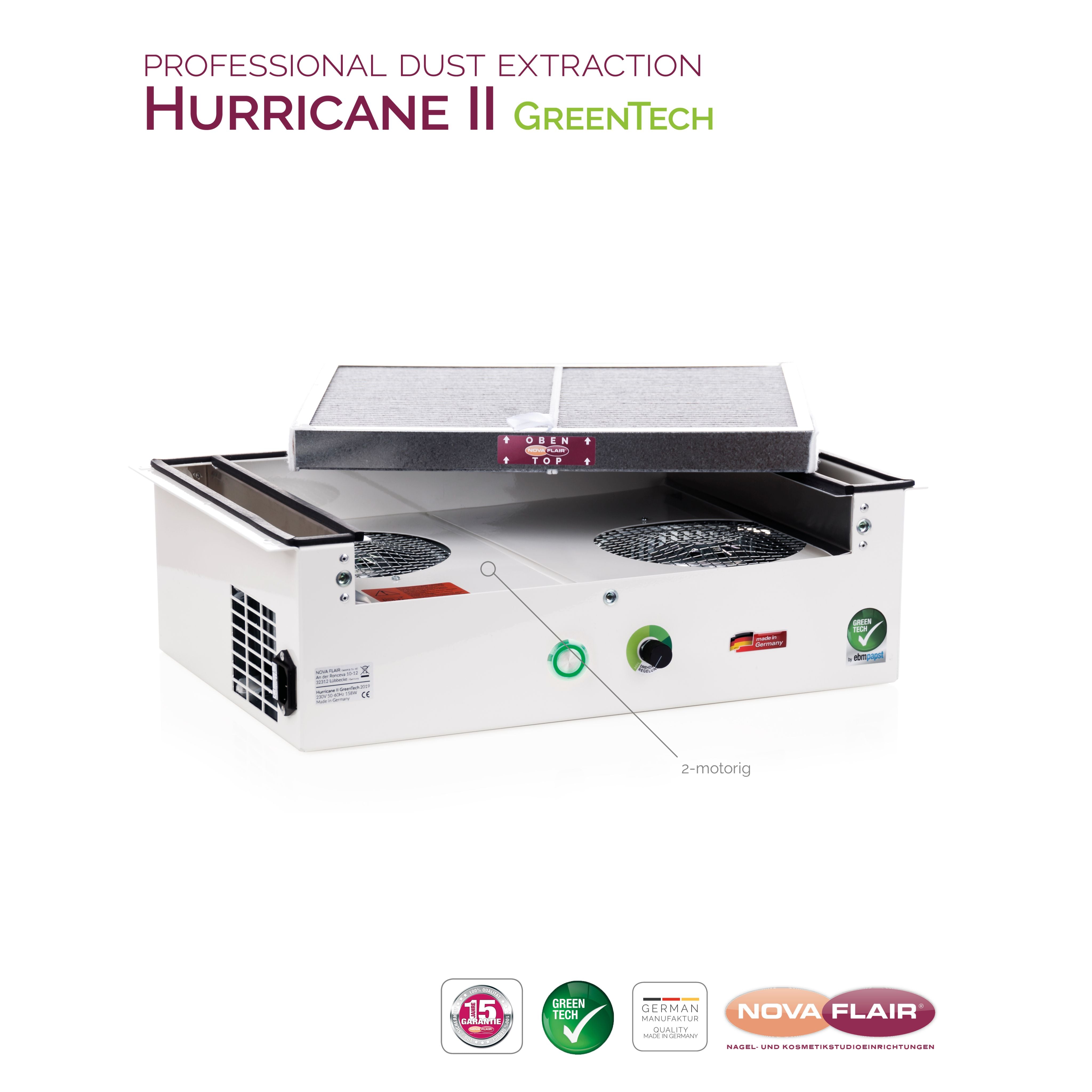 Nova Flair Hurricane H2 Dust Collector - Creata Beauty - Professional Beauty Products