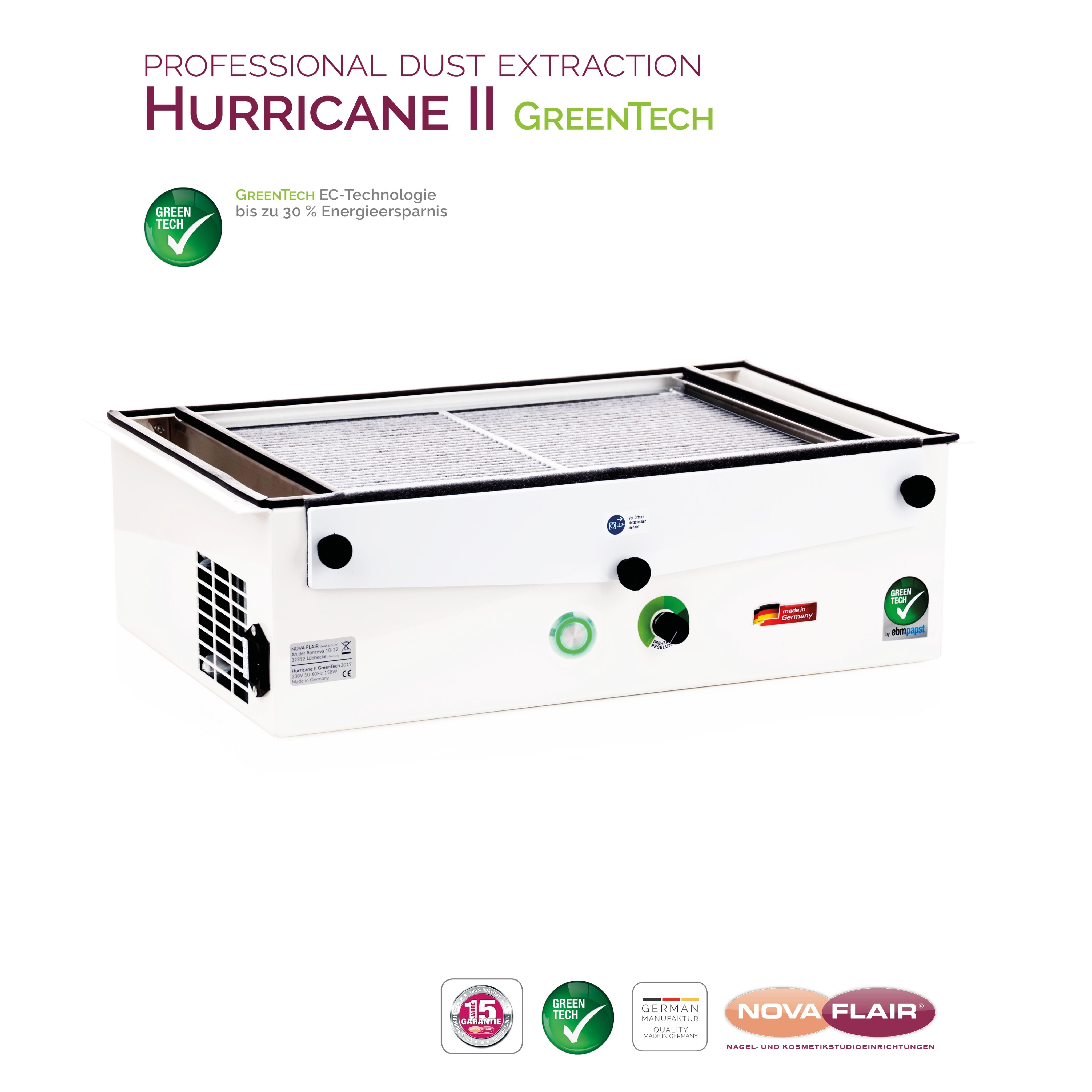 Nova Flair Hurricane H2 Dust Collector - Creata Beauty - Professional Beauty Products