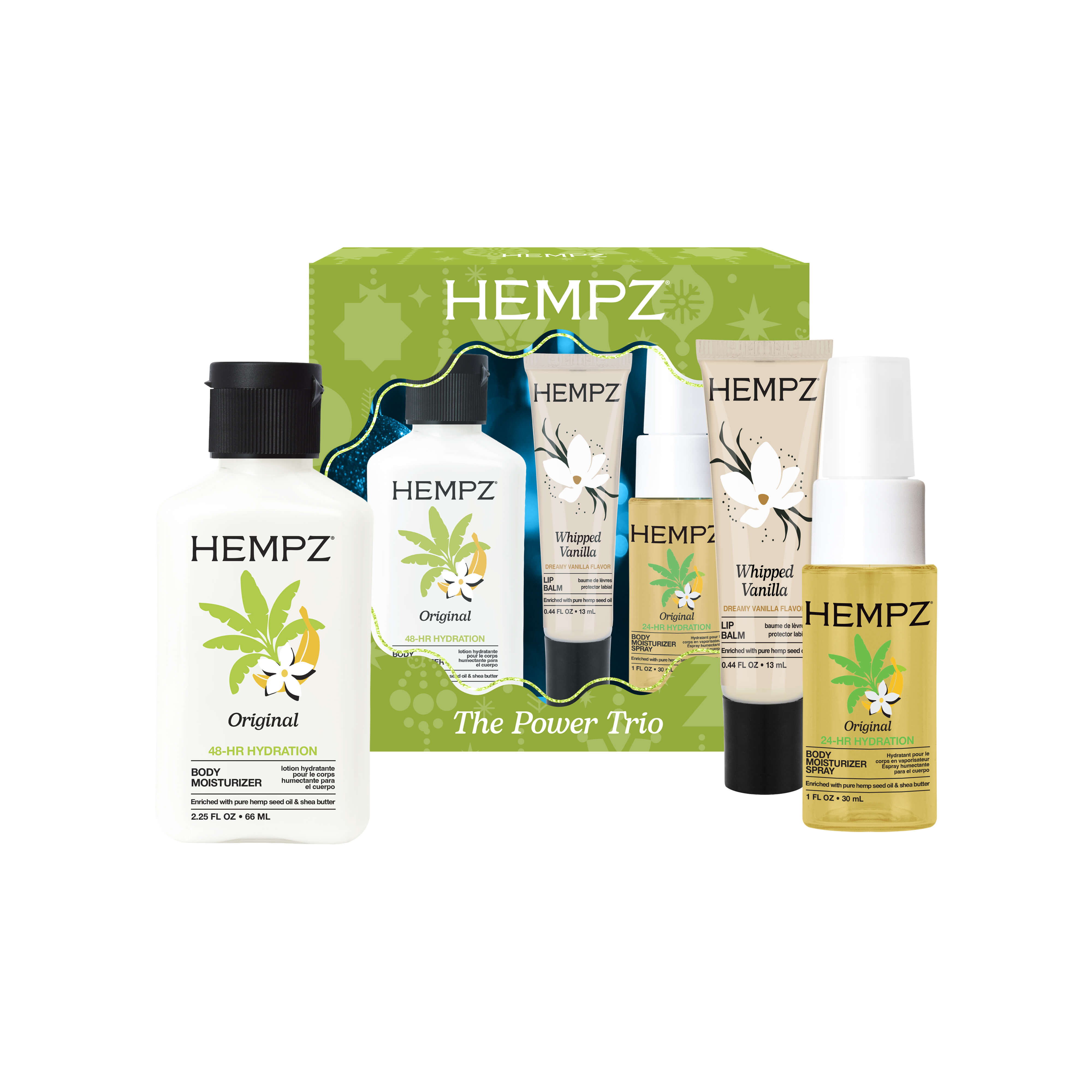 Hempz - The Power Trio Mini Lotion, Lip Balm & Moisturizing Spray Gift Set