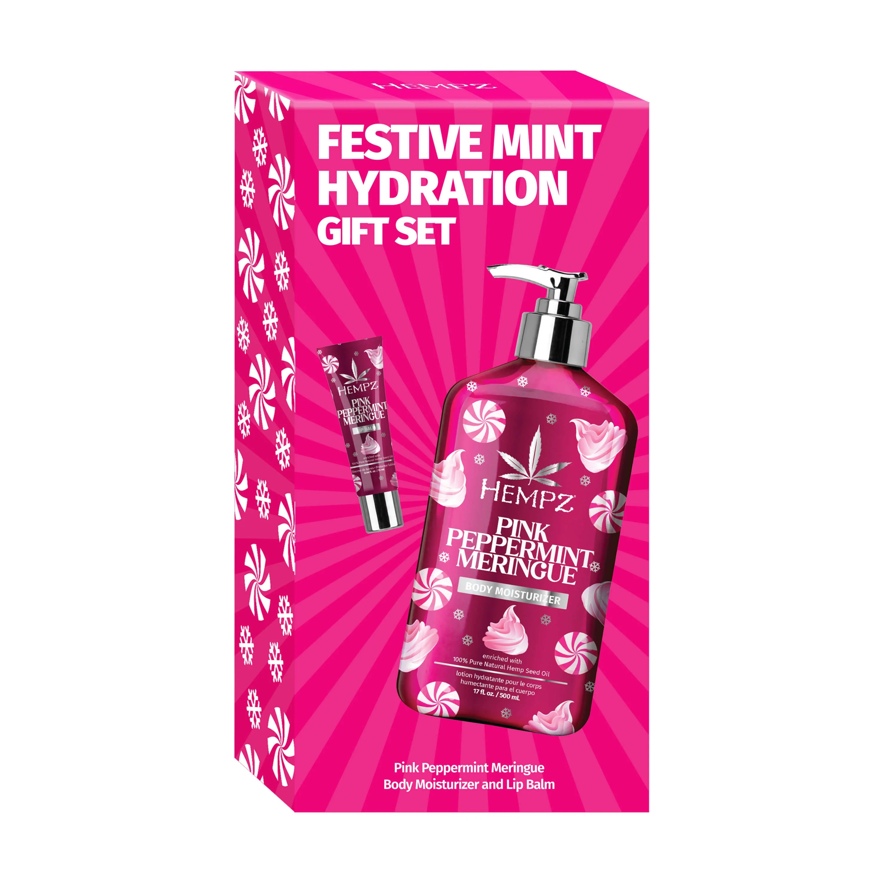 Hempz - Festive Mint Hydration Pink Peppermint Meringue Lotion & Lip Balm Gift Set