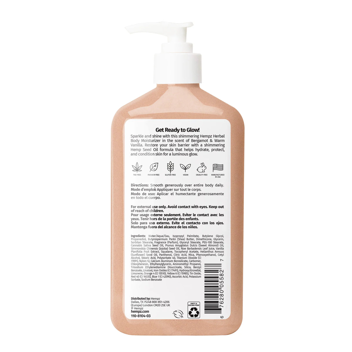 Hempz - Glow Getter Herbal Body Moisturizer with Shimmer - Creata Beauty - Professional Beauty Products