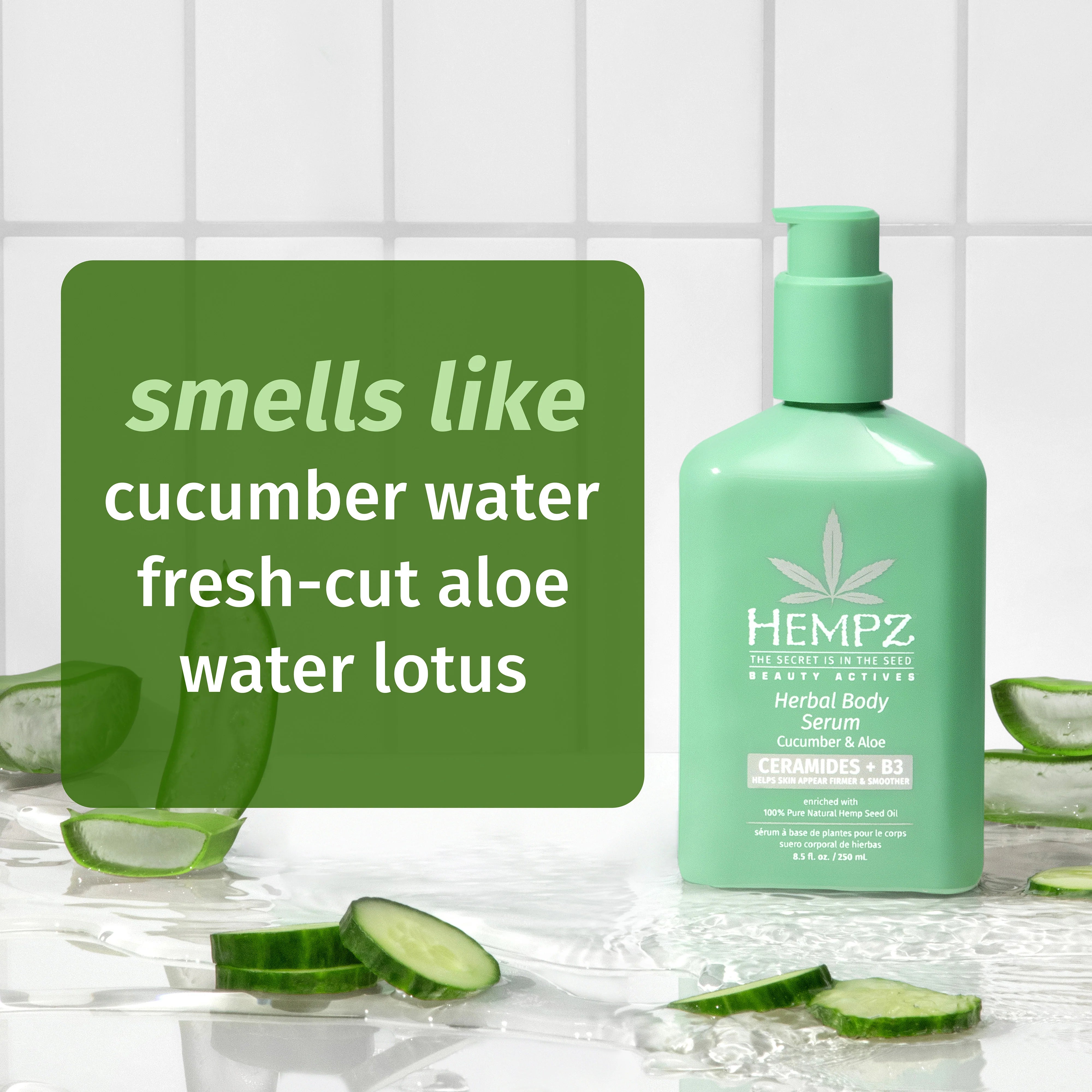 Hempz - Beauty Actives Cucumber & Aloe Herbal Body Serum with Ceramides & B3