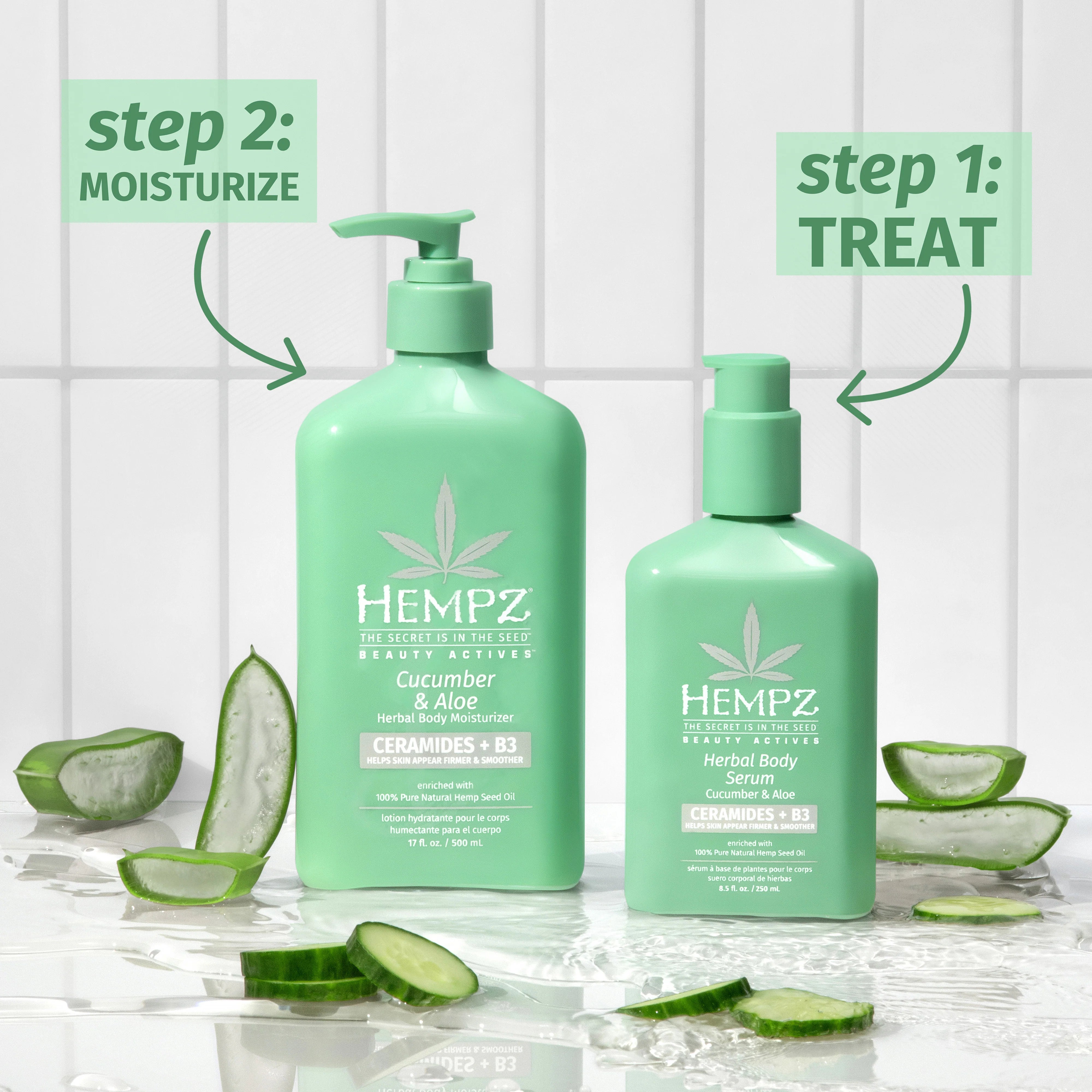 Hempz - Beauty Actives Cucumber & Aloe Herbal Body Serum with Ceramides & B3