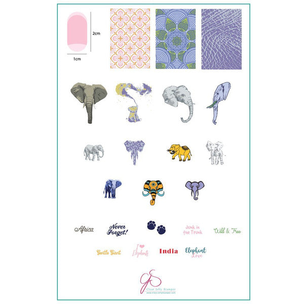 Clear Jelly Stamper Plate Large - Everything Elephant (CjS-LC-44) - Creata Beauty - Professional Beauty Products