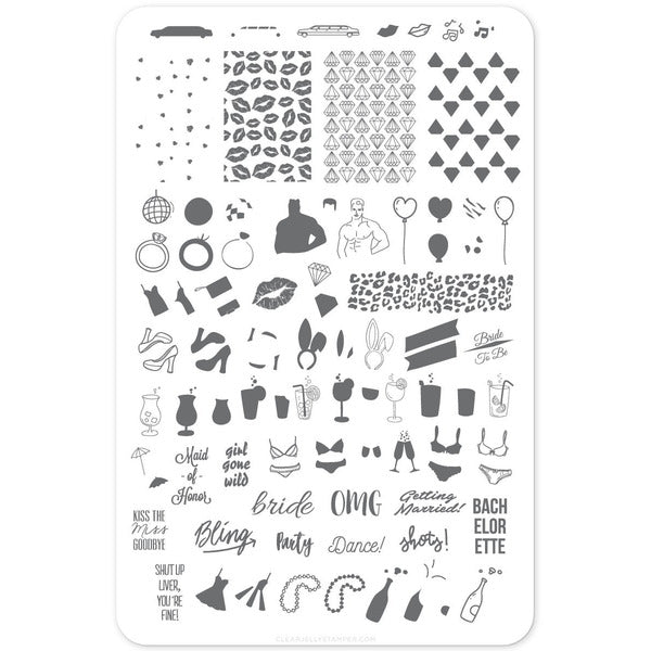 Clear Jelly Stamper Plate Large - Kiss The Miss Goodbye (CjS-71) - Creata Beauty - Professional Beauty Products