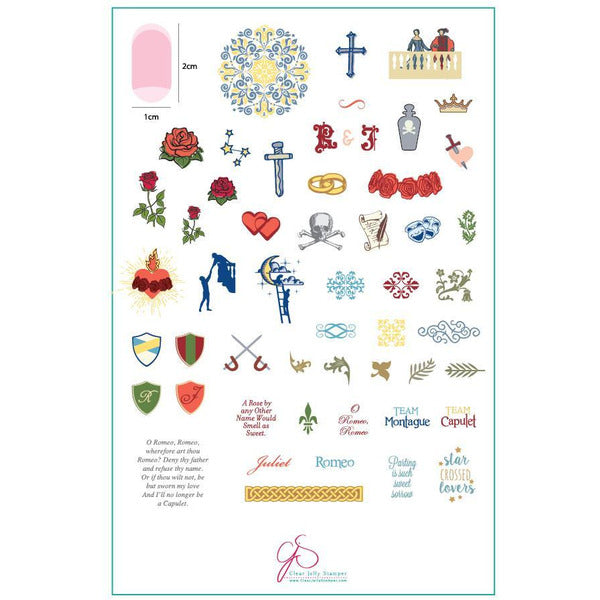 Clear Jelly Stamper Plate Large - Juliet's Love Story (CjS-V-16) *SEASONAL* - Creata Beauty - Professional Beauty Products