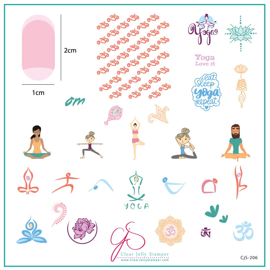 Clear Jelly Stamper Plate Medium - Eat, Sleep, Yoga, Repeat! (CjS-206) - Creata Beauty - Professional Beauty Products