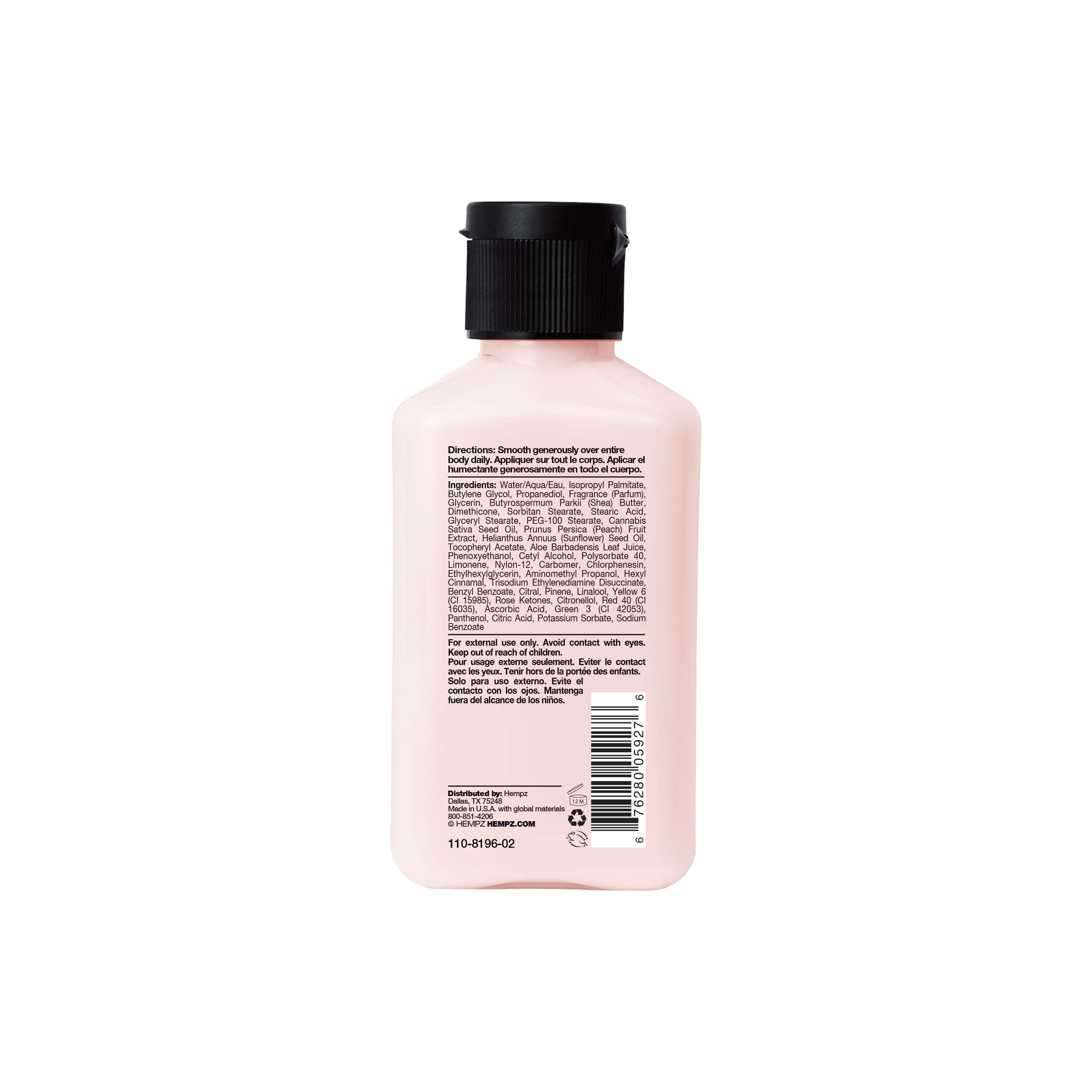 Hempz Travel-Size Juicy Peach Slices Herbal Body Moisturizer, Back