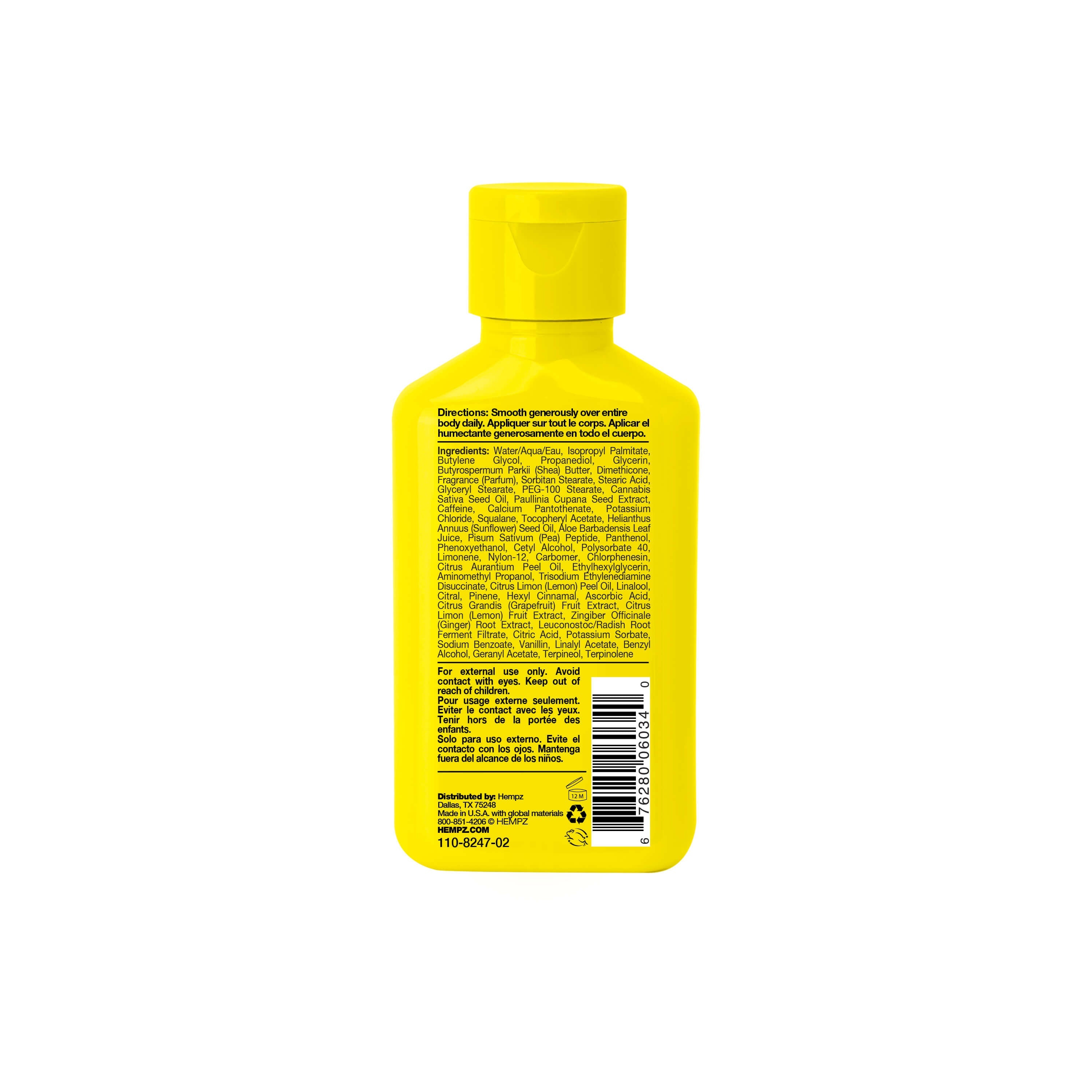 Hempz Travel-size Beauty Actives Citrus Sunrise Moisturizing Body Lotion with Guarana + Caffeine, Rear