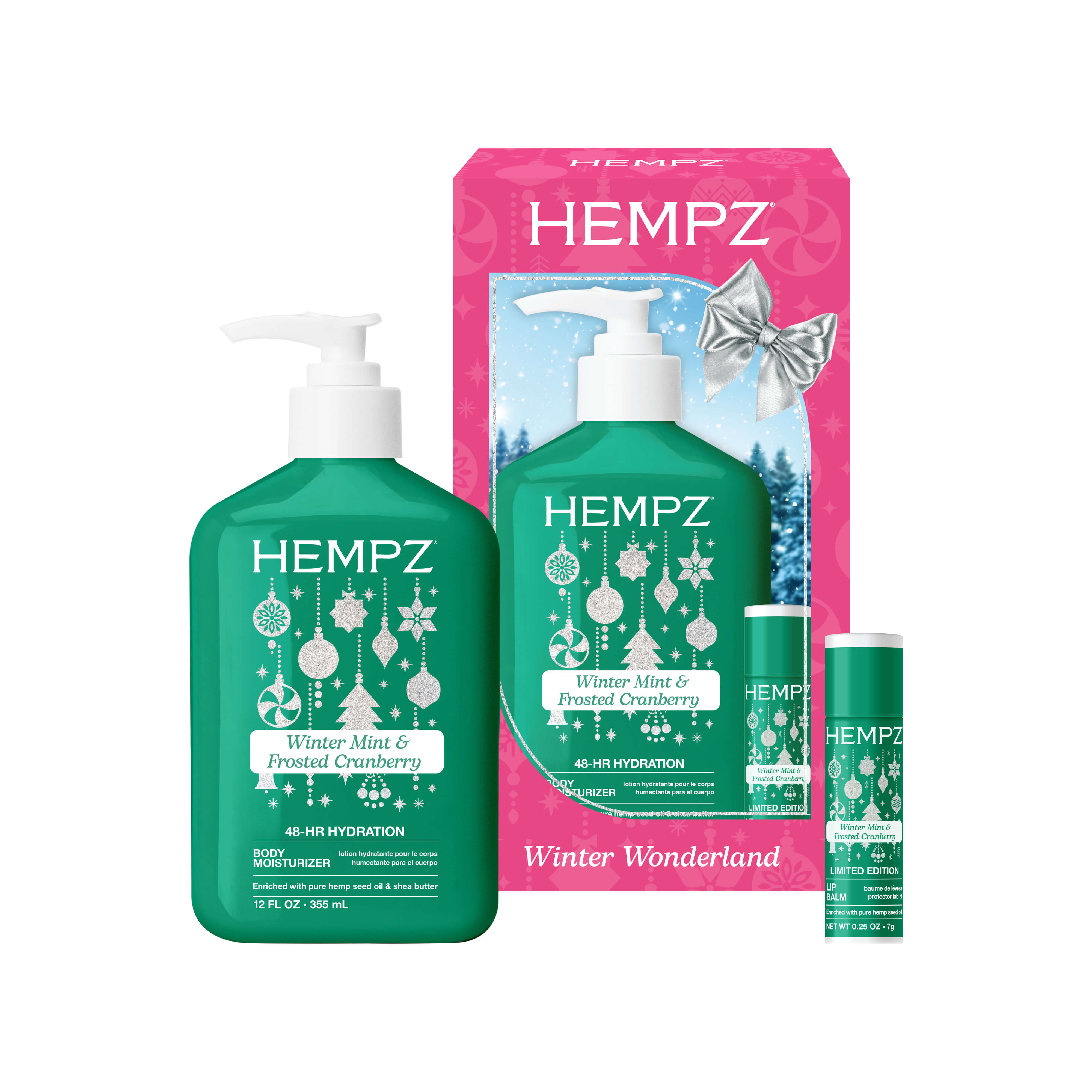 Hempz - Winter Wonderland Winter Mint & Frosted Cranberry Moisturizing Lotion & Lip Balm Gift Set