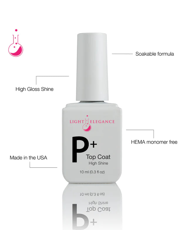 Light Elegance P+ Soak Off Gel - High Shine Top Coat:: New Packaging - Creata Beauty - Professional Beauty Products