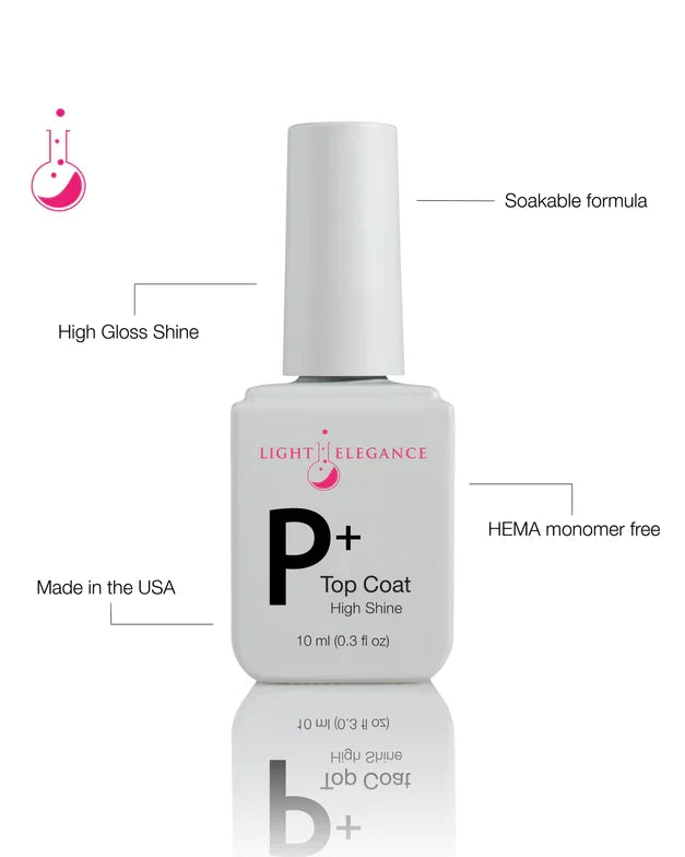 Light Elegance P+ Soak Off Gel - High Shine Top Coat:: New Packaging - Creata Beauty - Professional Beauty Products