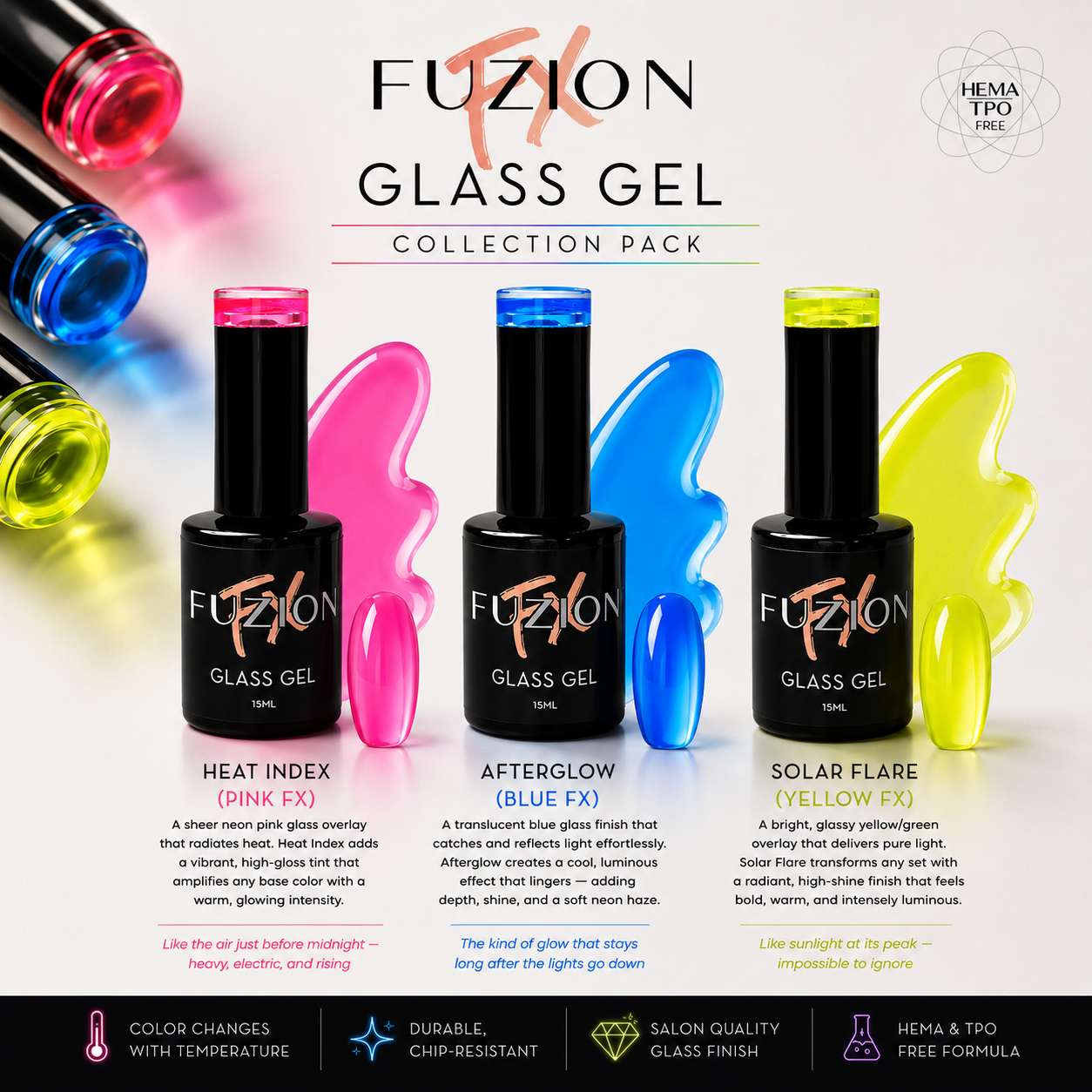 Fuzion FX - Gel Polish Collection | Glass Gel | 3 x 15ml
