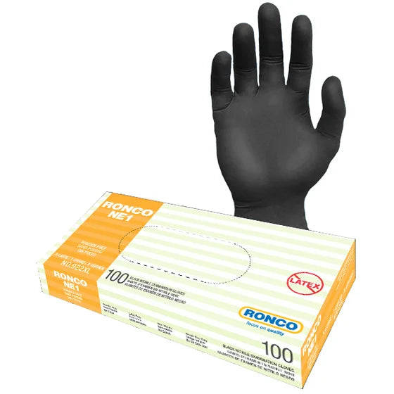 Ronco NEI Nitrile Black Gloves Powder Free