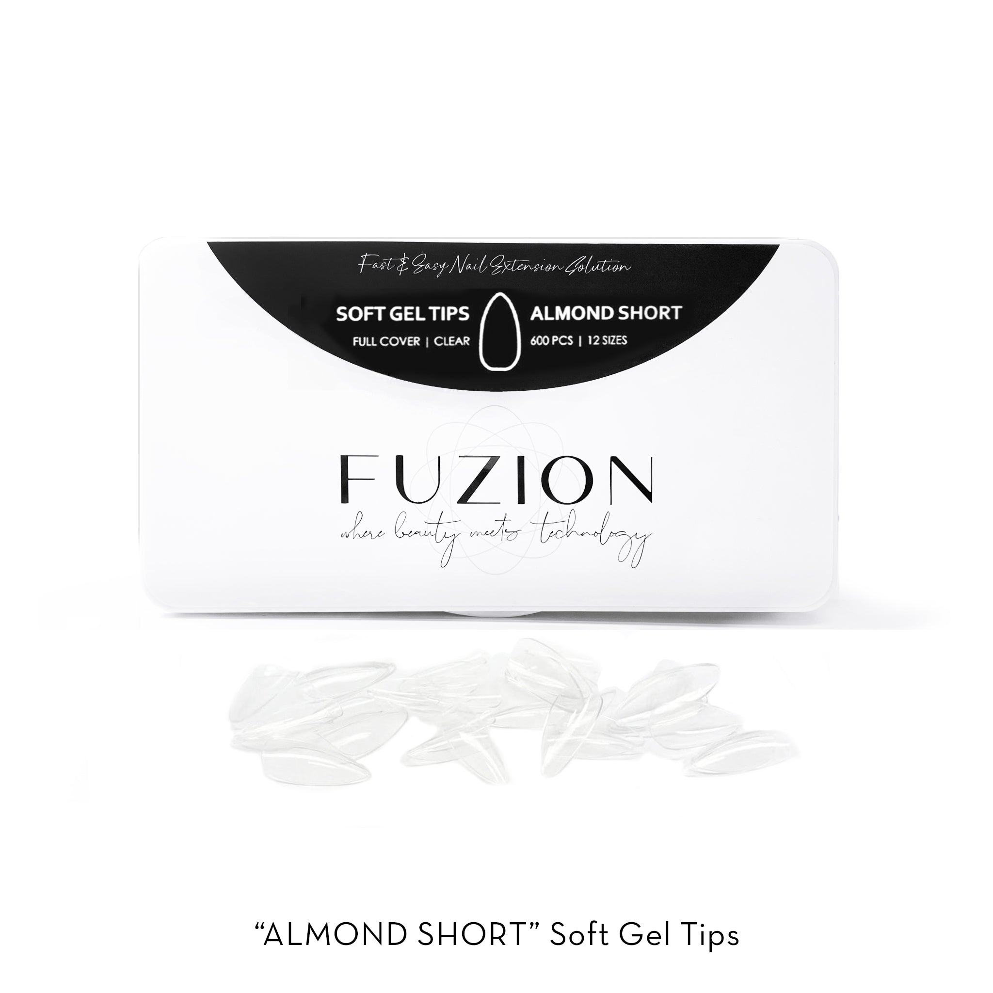 Fuzion Soft Gel Tips - Almond Short 600pc
