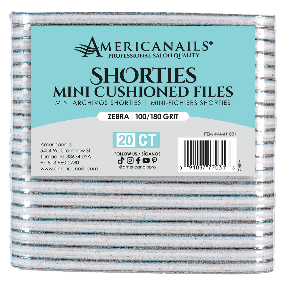 Americanails Shortie Files - Zebra 100/180