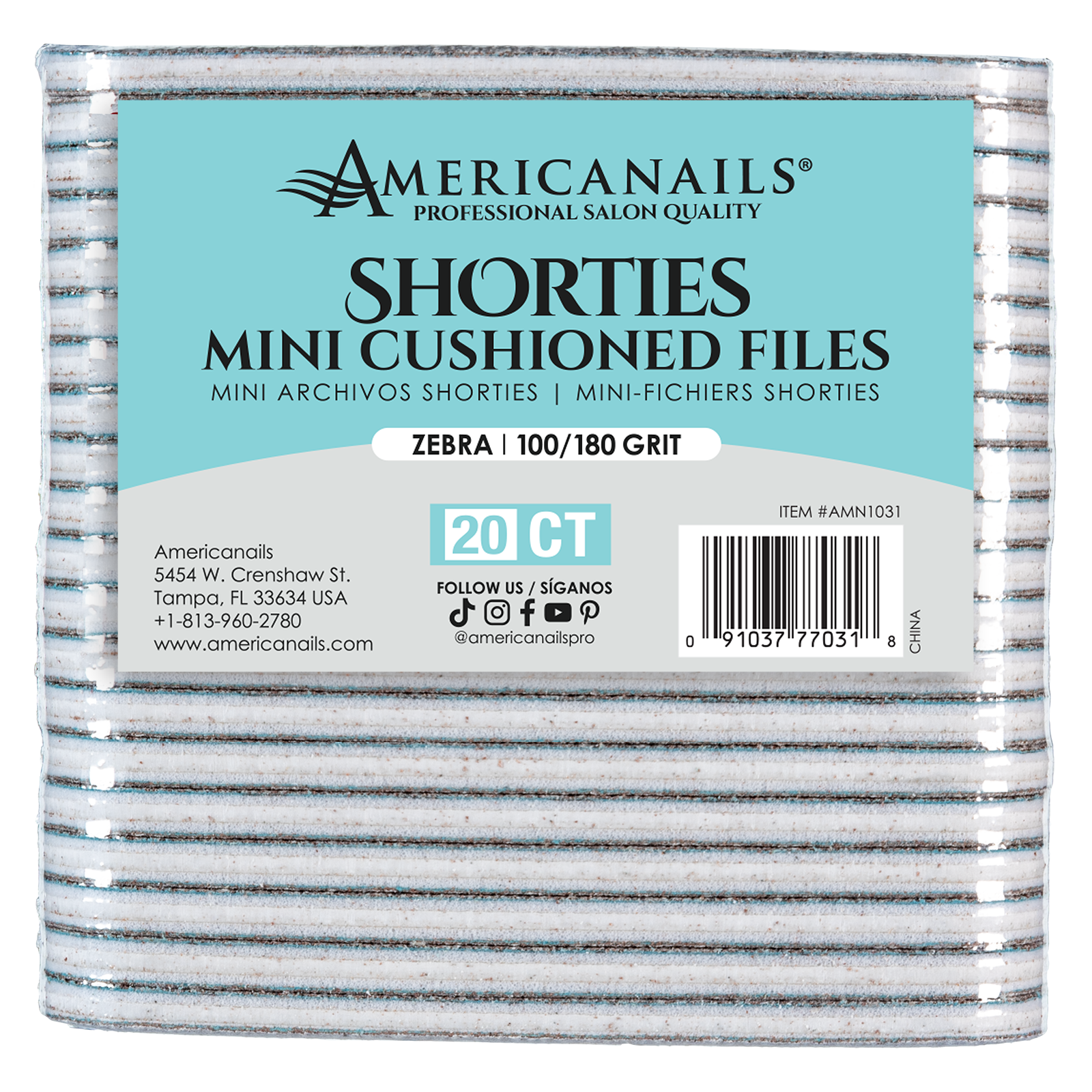 Americanails Shortie Files - Zebra 100/180