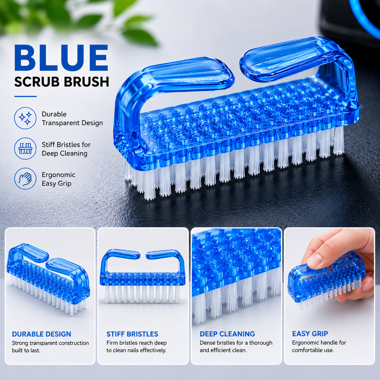 Silk B - Nail Scrub Brush Curved Handle