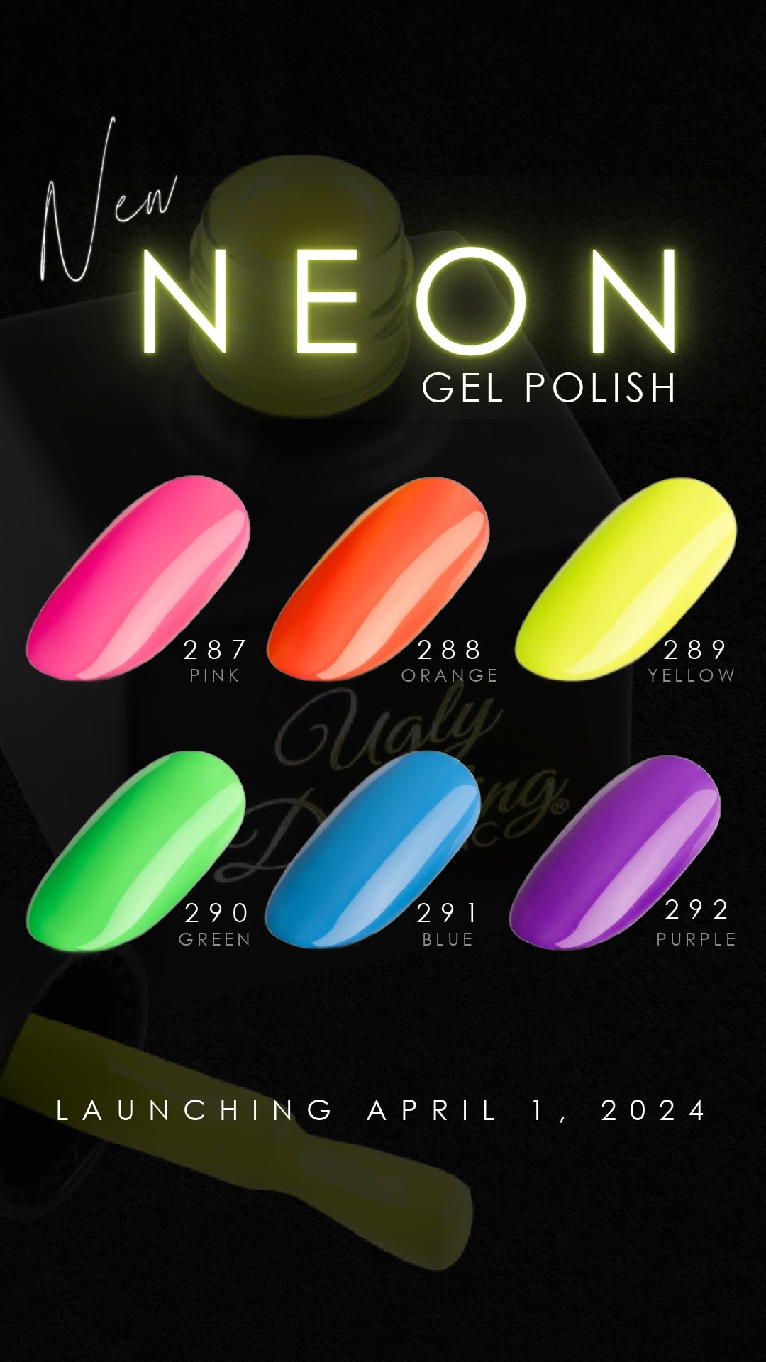 Ugly Duckling Gel Polish Kit - Neon Collection #287-292 - Creata Beauty - Professional Beauty Products