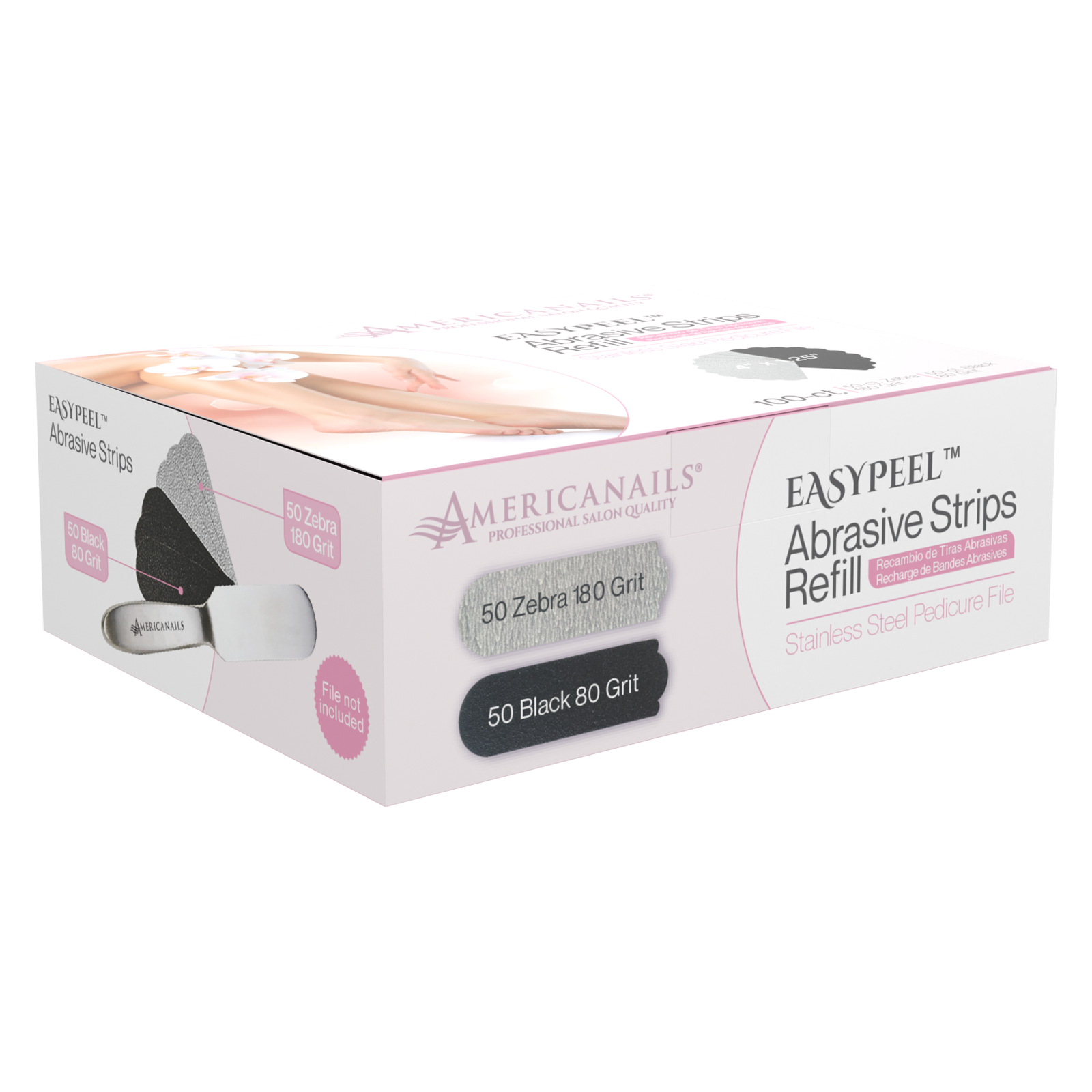 Americanails EasyPeel Pedicure Abrasive Replacement Strip | 80 + 180 Grit 100ct