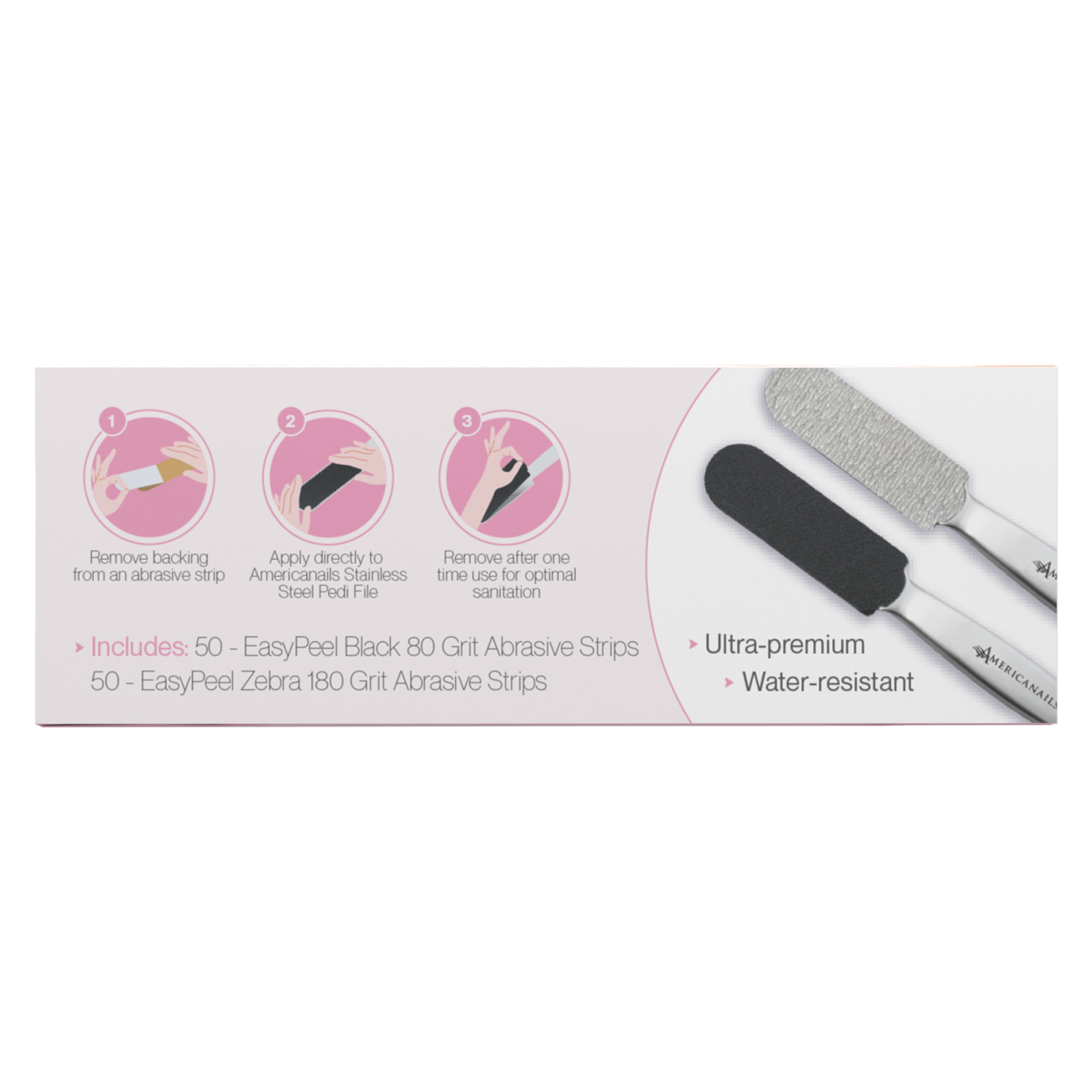 Americanails EasyPeel Pedicure Abrasive Replacement Strip | 80 + 180 Grit 100ct
