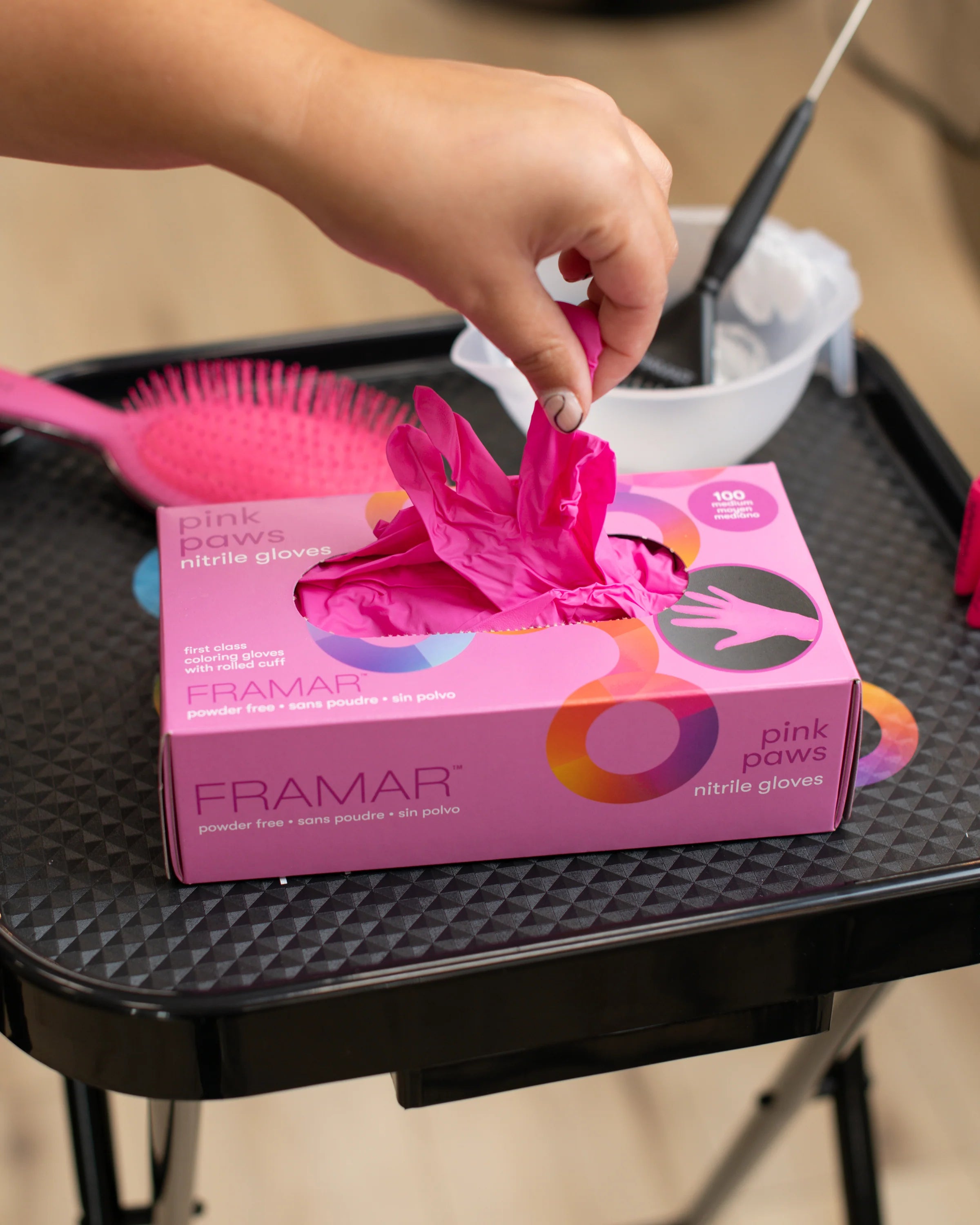 Framar Gloves - Pink Paws (Nitrile)