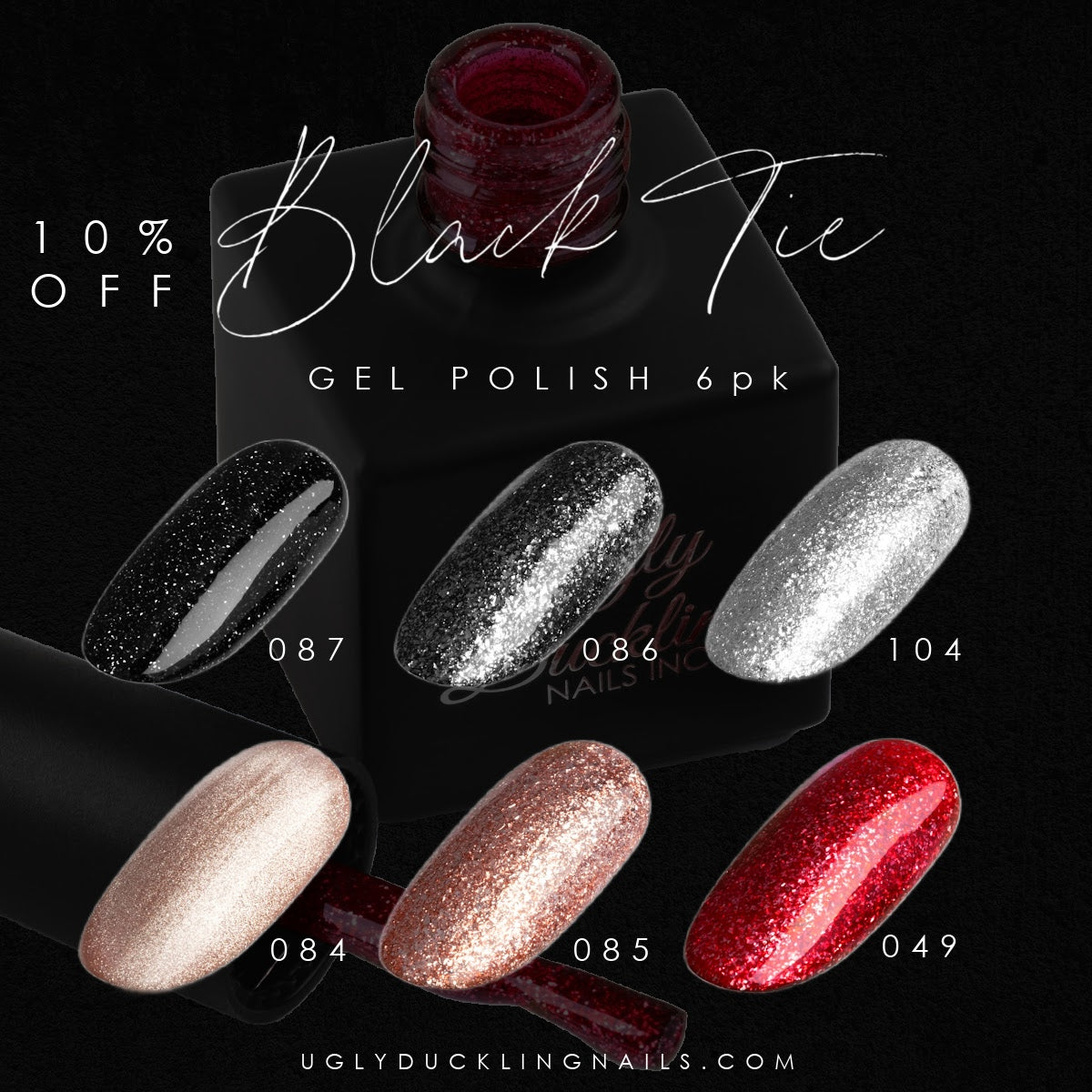 Ugly Duckling Gel Polish Kit - #049,084-087,104 - Black Tie