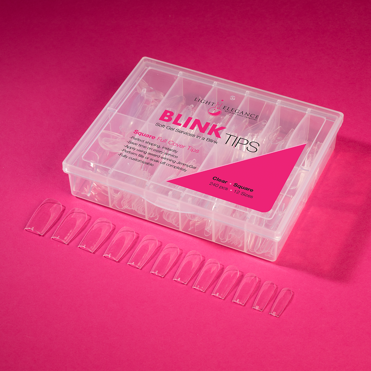 Light Elegance BlinkTips, Square Shape, 240 full-cover tips per box