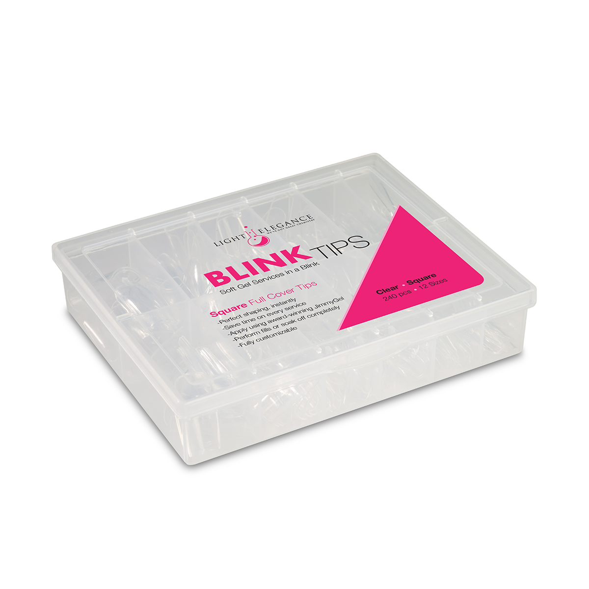Light Elegance BlinkTips, Square Shape, 240 full-cover tips per box
