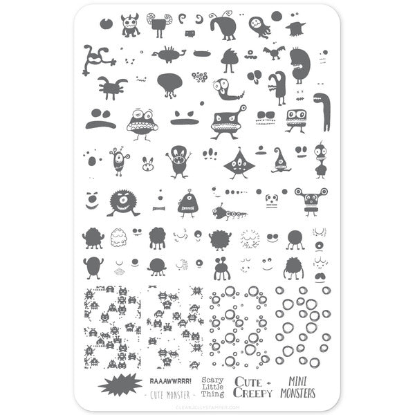 Clear Jelly Stamper Plate Large - Monster Mash! (CjS H-27) *SEASONAL* - Creata Beauty - Professional Beauty Products
