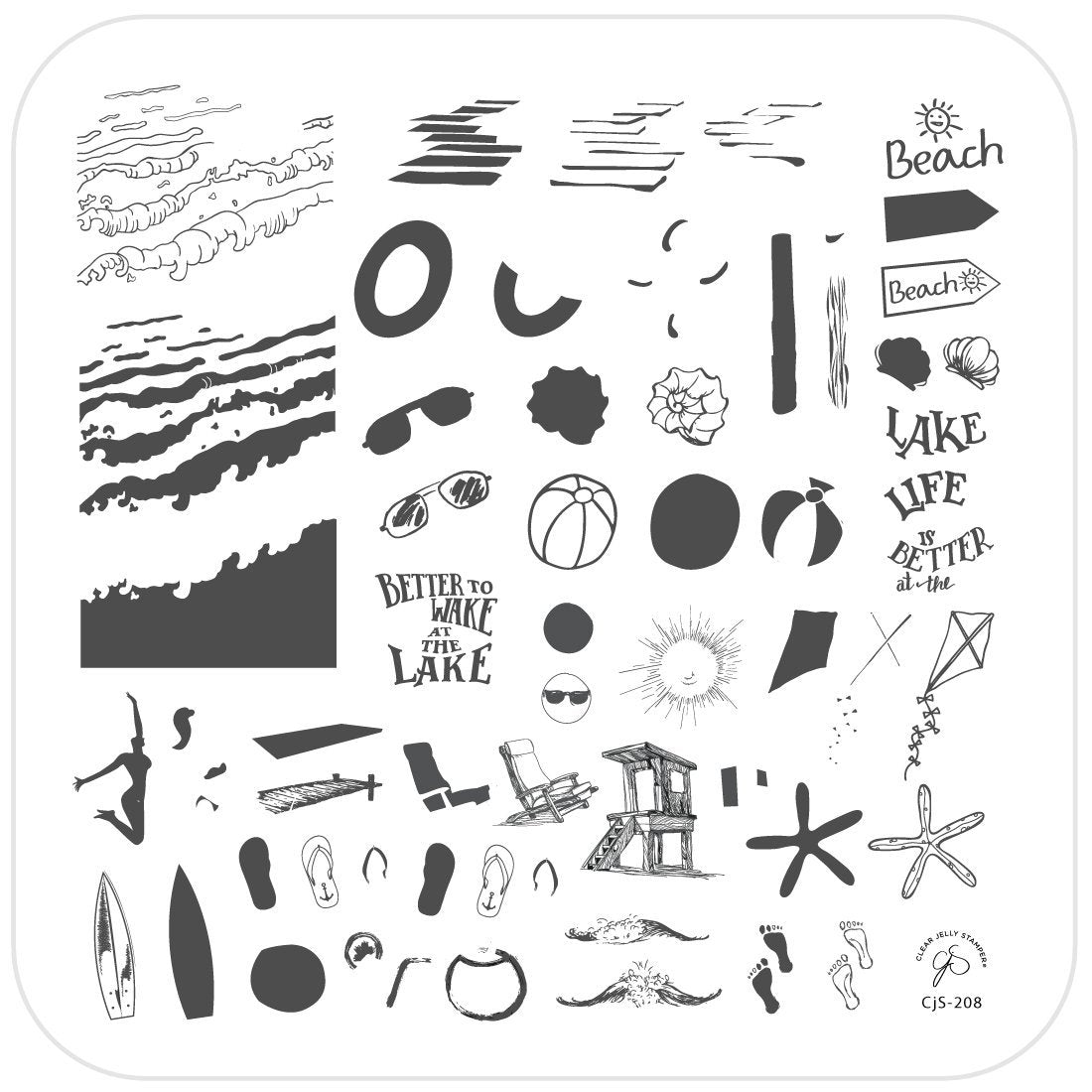 Clear Jelly Stamper Plate Medium - Lake Life (CjS-208) *SEASONAL* - Creata Beauty - Professional Beauty Products