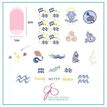 Clear Jelly Stamper Plate Small - Aquarius (CjSZ-12) - Creata Beauty - Professional Beauty Products