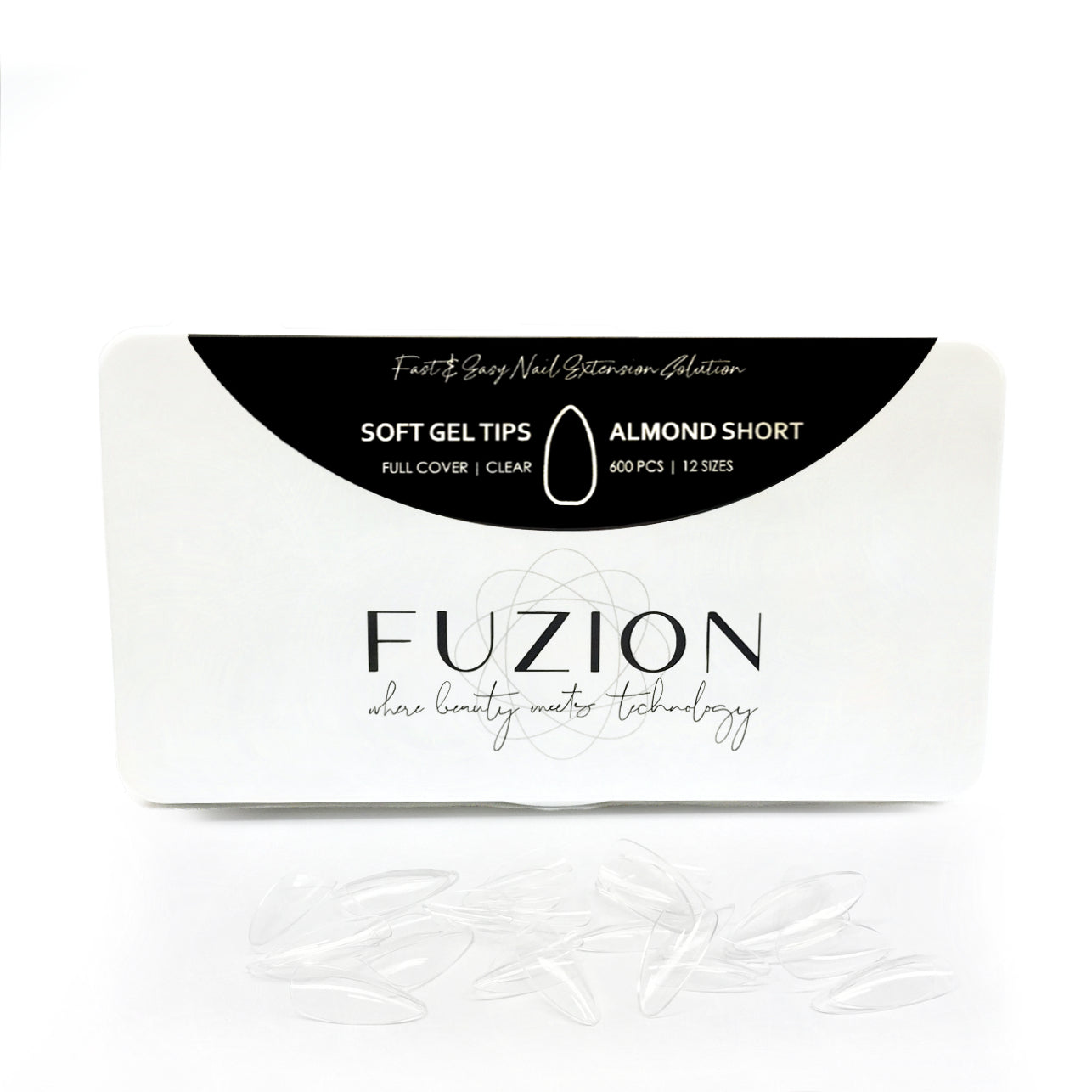 Fuzion Soft Gel Tips - Almond Short 600pc - Creata Beauty - Professional Beauty Products