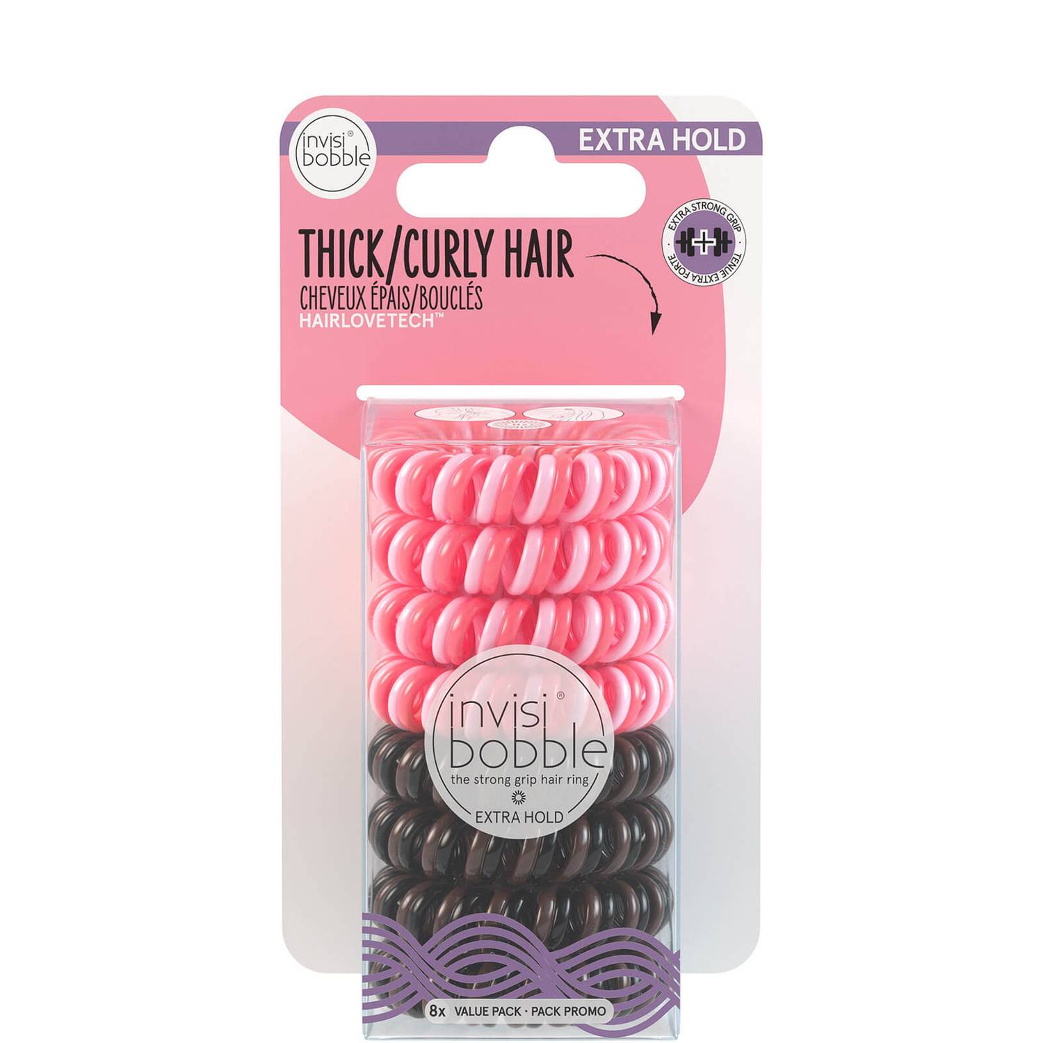 Invisibobble EXTRA HOLD - Pink & Brown Multipack 8pc - Creata Beauty - Professional Beauty Products