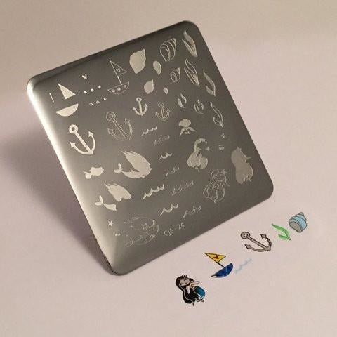 Clear Jelly Stamper Plate Small - Mermaid Doodle #1 (CjS-24) - Creata Beauty - Professional Beauty Products