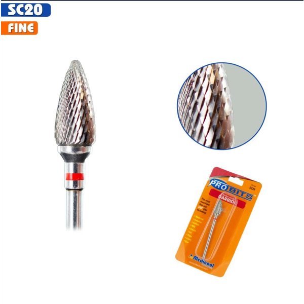 Medicool Carbide Bits - Football Swiss Carbide SC20 - Creata Beauty - Professional Beauty Products